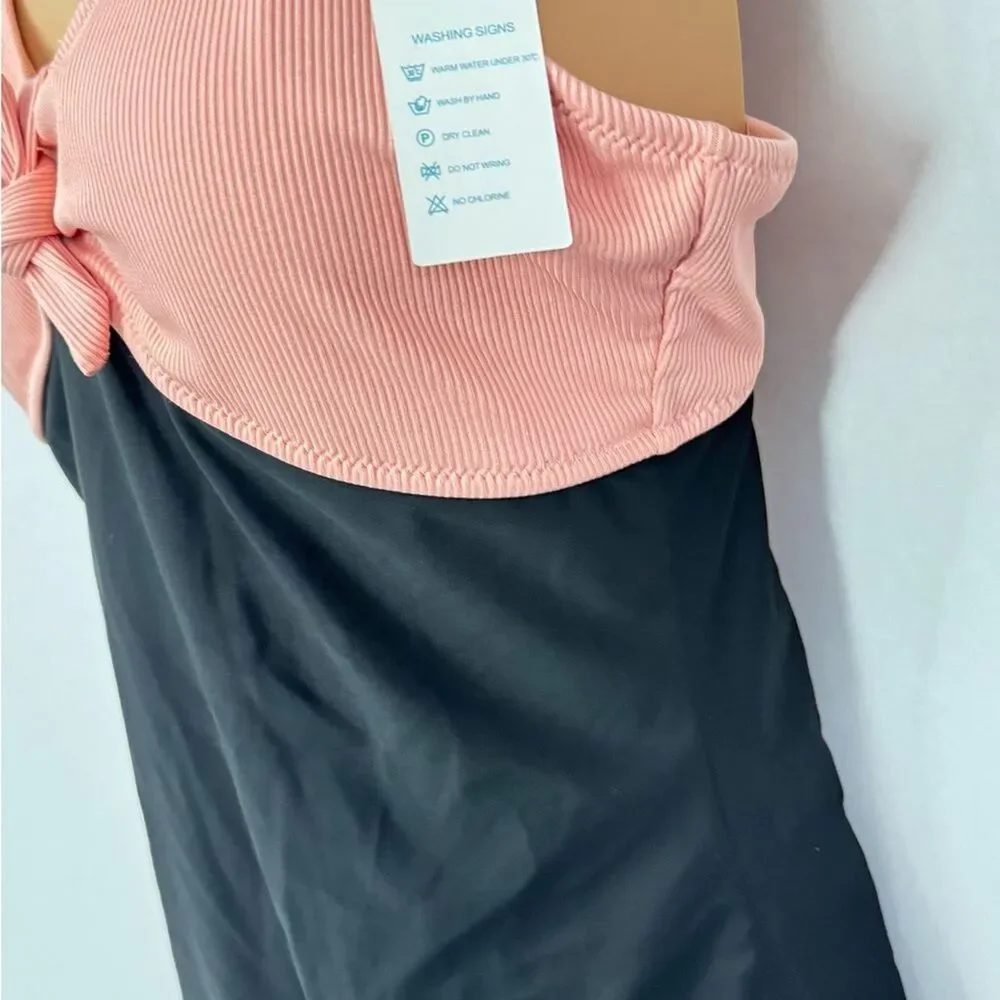 Beachsissi Swim One piece bathing suit peach black Women Large New Resort wear - Picture 3 of 13